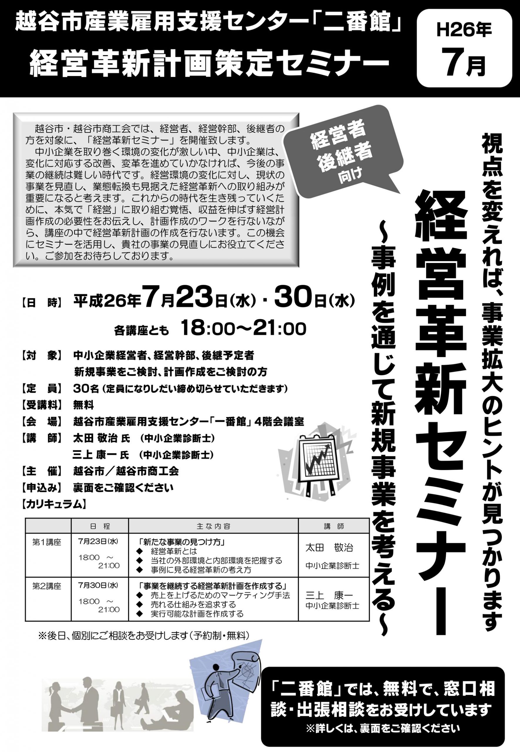 越谷市産業雇用支援センター経営革新セミナー